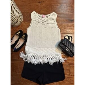 Lilly Pulitzer / Ivory Sleeveless Open Knit Crochet Tank Top / Womens Size S